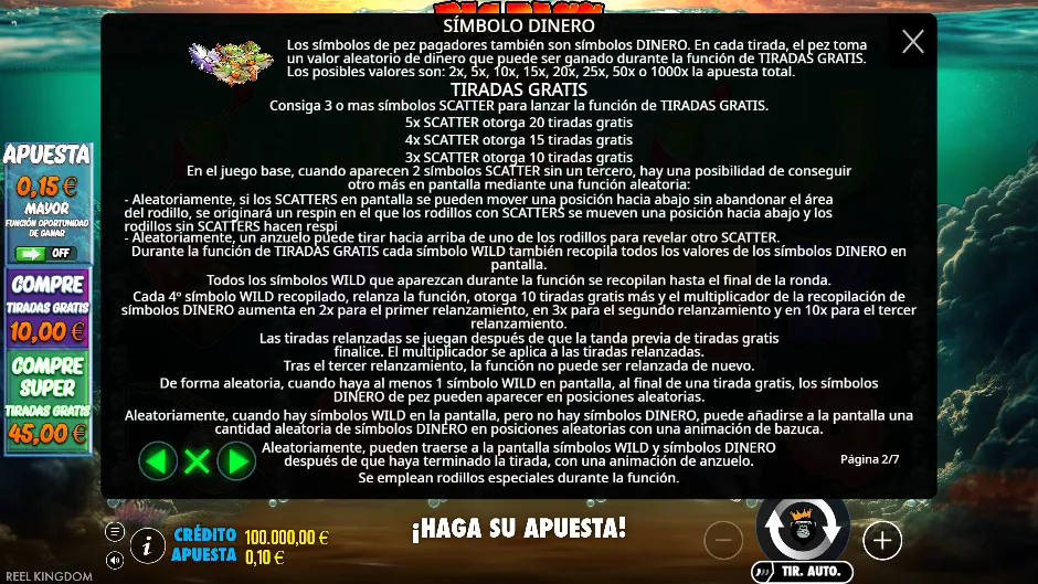 Big Bass 1000 — símbolos de dinero