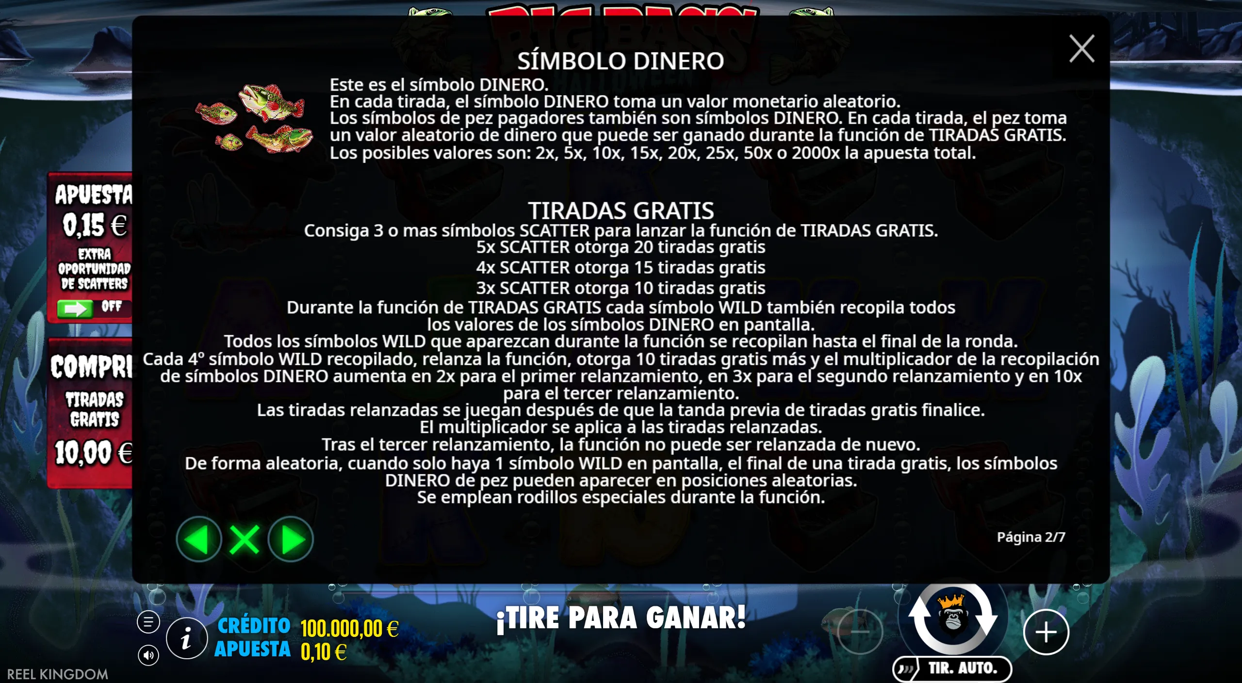 Big Bass Halloween — símbolos de dinero
